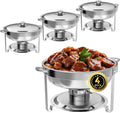 Chafing Dish Buffet Set 4 Pack 5QT Round Stainless Steel Chafer