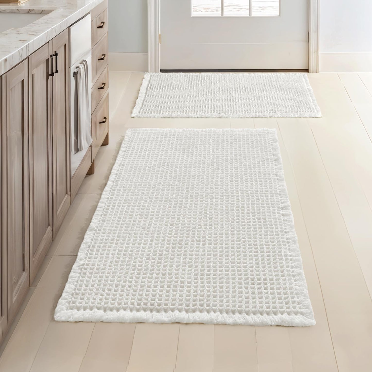 MIULEE Set of 2 Waffle Bathroom Rugs for Cozy Bath Experience