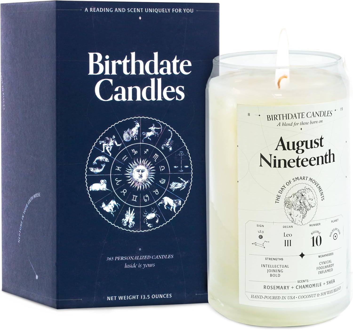 August 19 Birthdate Candles - Leo Zodiac Scented Gift