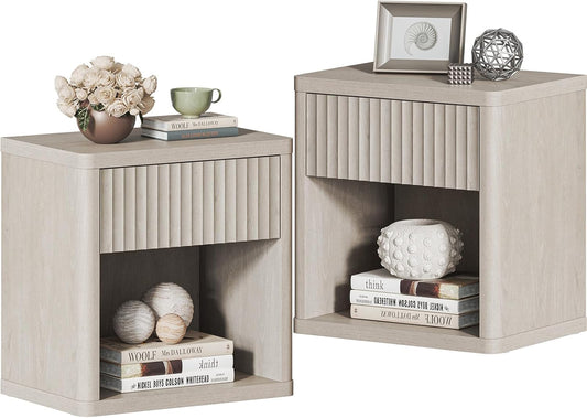 SICOTAS Night Stand Set of 2 Modern Bedside Tables with Storage