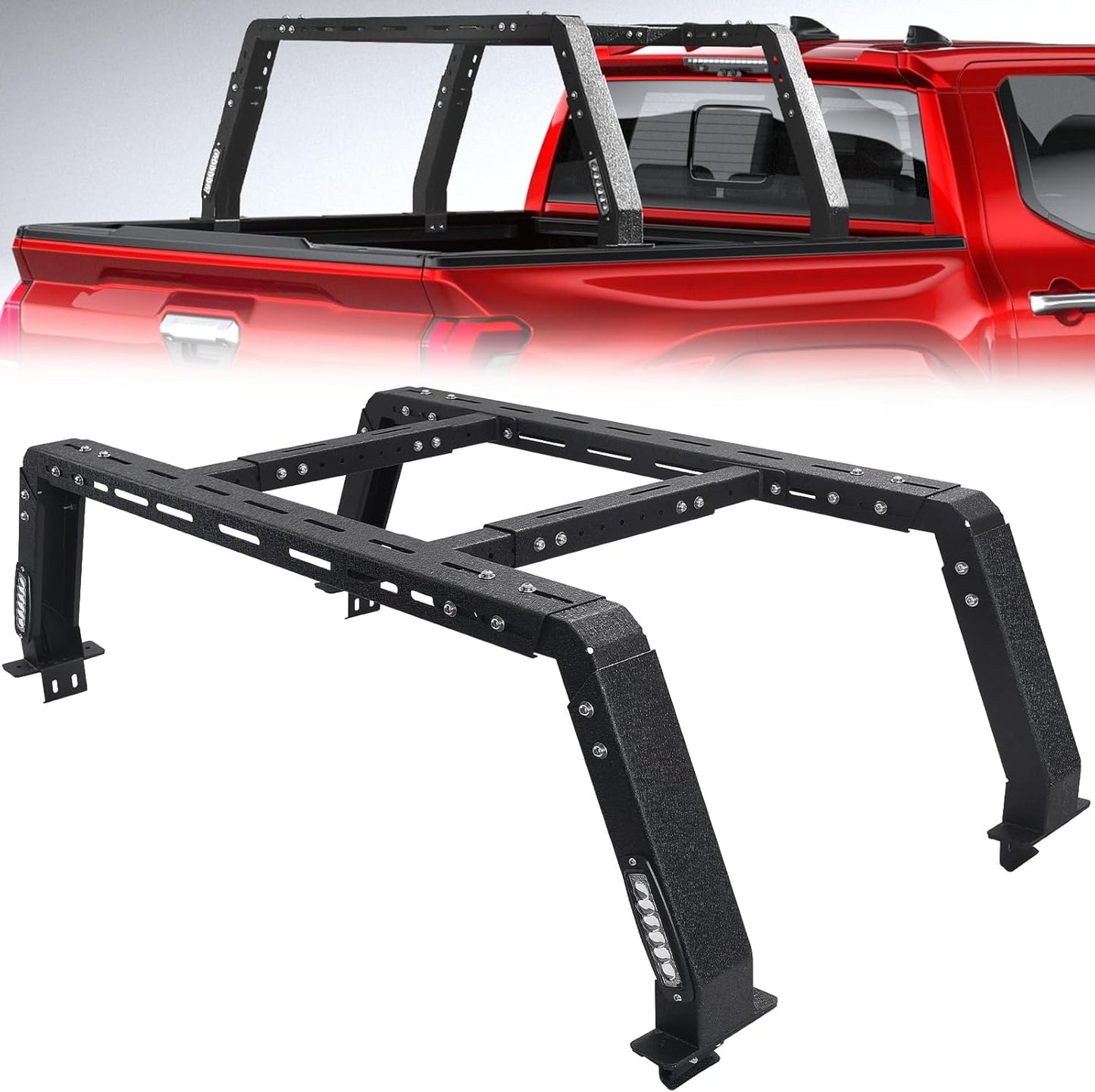 Versatile Truck Bed Rack + LED Lights for Any Truck!