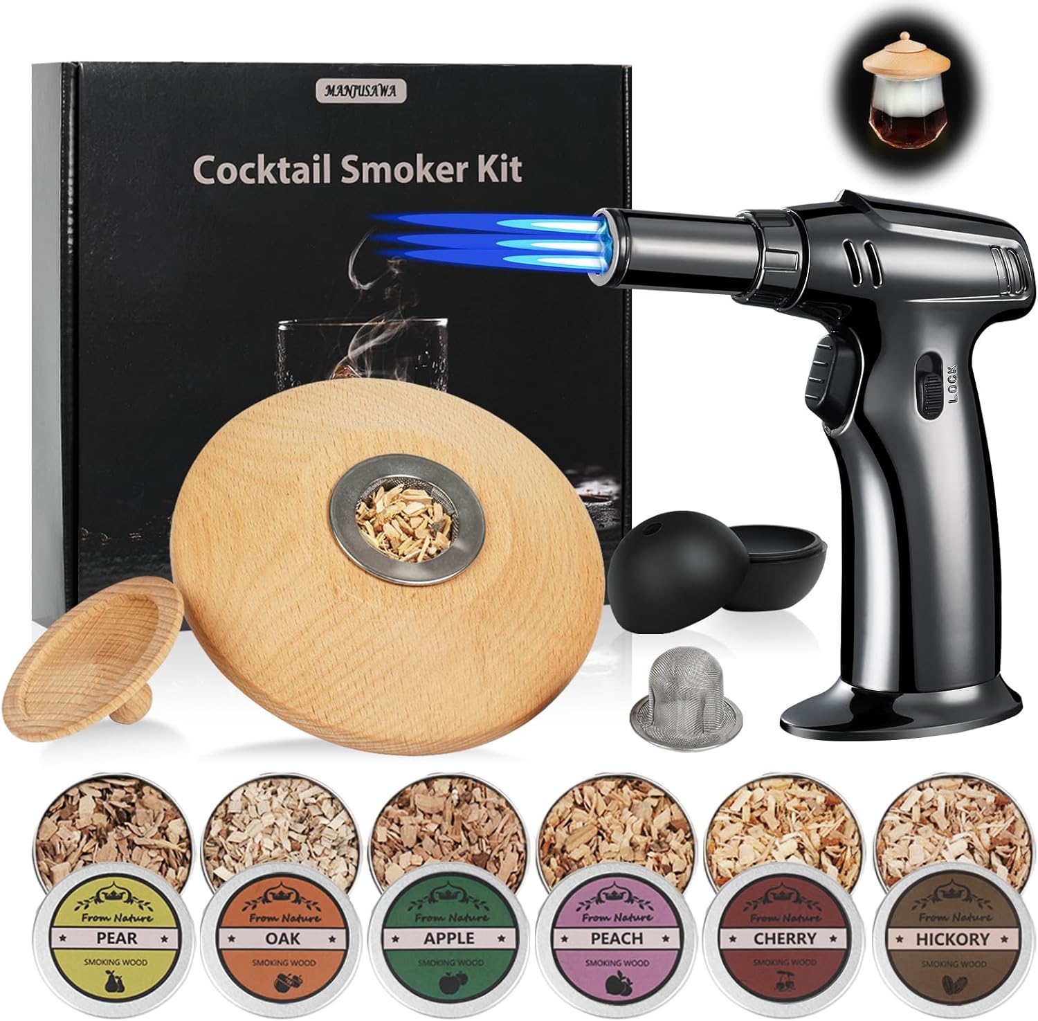 Smoker Kit w/ Torch & Wood Chips - Enhance Cocktails! 