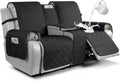 Loveseat Recliner Cover Black - Waterproof Split Slipcover for Pets