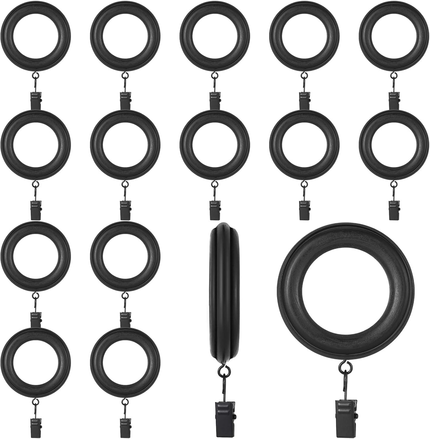 Beech Wood Curtain Rings with Clips for Easy Draping - Booson