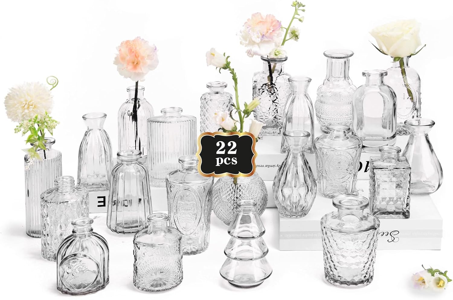 RUCKAE Small Clear Bud Vases Bulk for Elegant Home Decor
