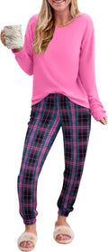 Ekouaer Plaid Pajama Set for Women - Cozy Two-Piece Lounge Set