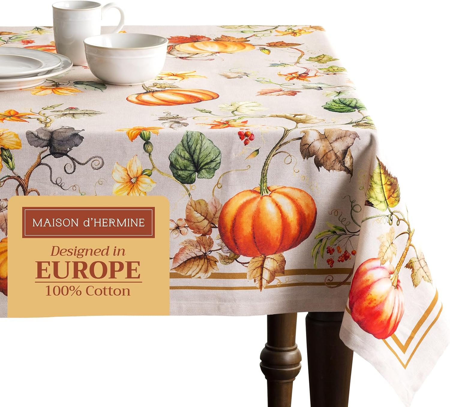 Maison d' Hermine 100% Cotton Fall Tablecloth for Dining Decor