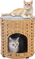 Cat House for Indoor Cat Foldable Rattan Kitten Cave - Cozy Hideaway