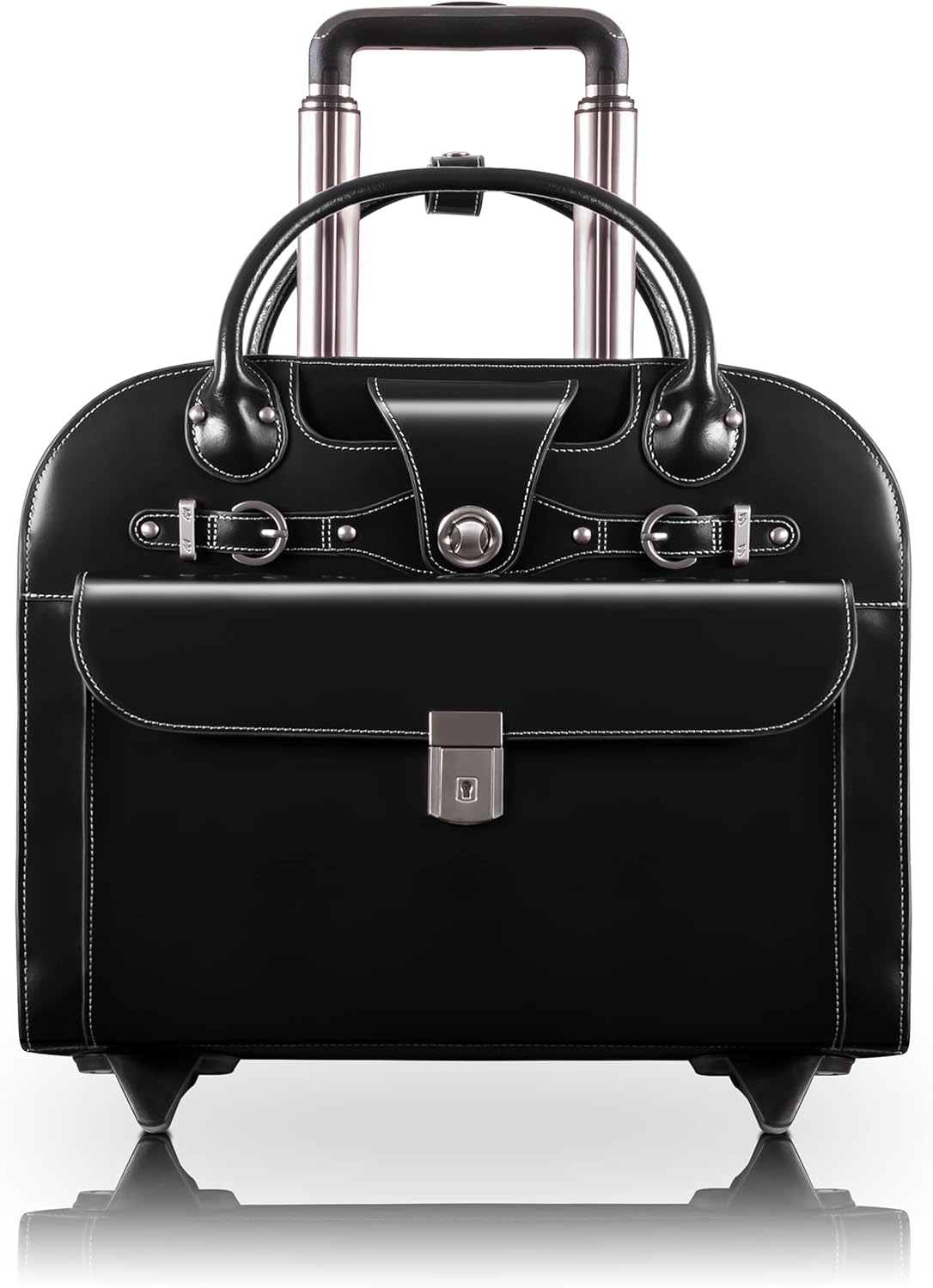 McKlein EDGEBROOK 15in Leather Vertical Wheeled Briefcase Bag