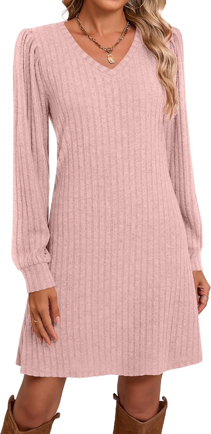 Ficerd Women's Knit Long Sleeve Sweater Dress for Fall Style