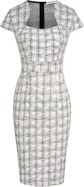 GRACE KARIN Womens Tweed Pencil Dress Cap Sleeve - Elegant Fit