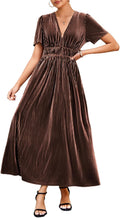 Women's Party Ready V-Neck Velvet Maxi Dress by Sissyaki