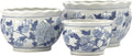 Blue and White Porcelain Fluted Ceramic Planter Set of 3 - 8, 10, 12