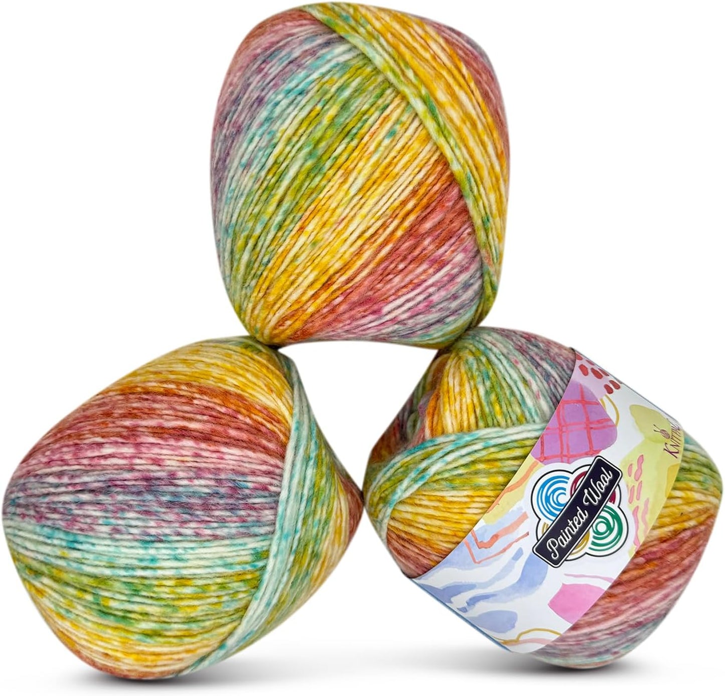 KnitPal Painted Wool Yarn for Knitting - Soft DK Weight Yarn