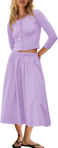 Panadila Womens 2 Piece Lounge Set - Ribbed Cardigan and Skirt