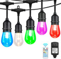 48FT RGB Outdoor String Lights, 15 Shatterproof Edison LED Bulbs