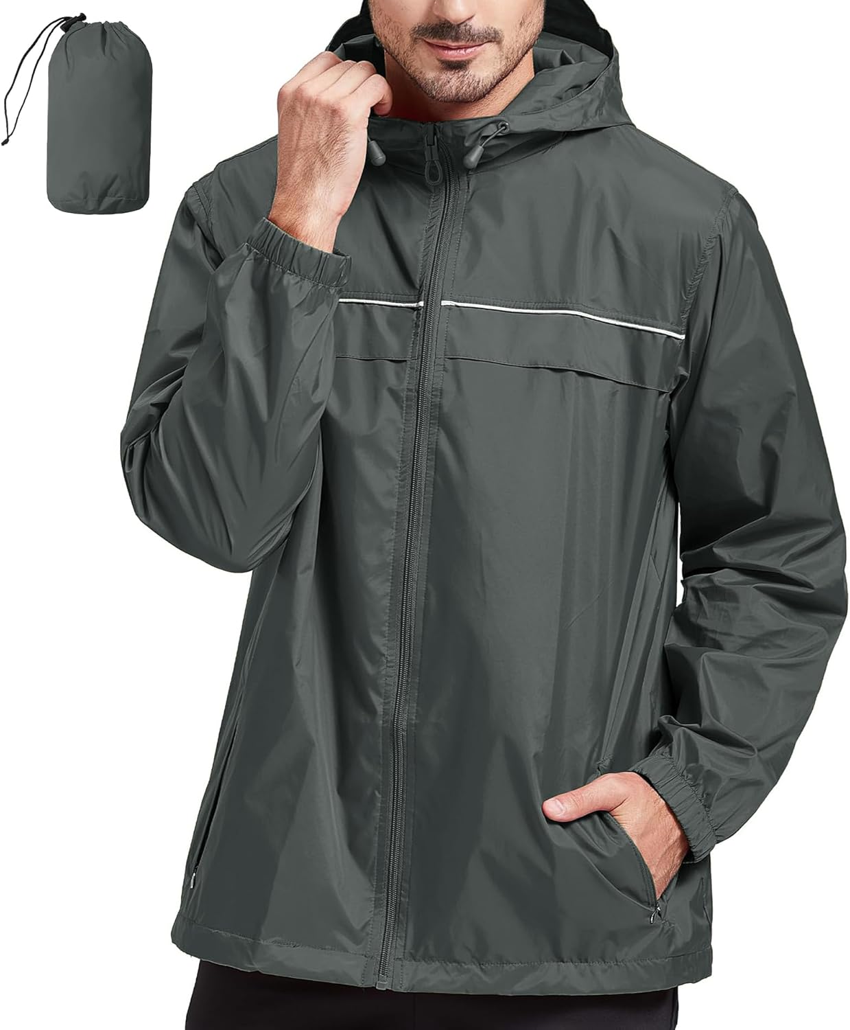 SWISSWELL Rain Jacket Men Waterproof Windbreaker for Outdoors