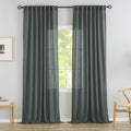 120 in Extra Long Linen Curtain Panels Pair Charcoal Grey - Light