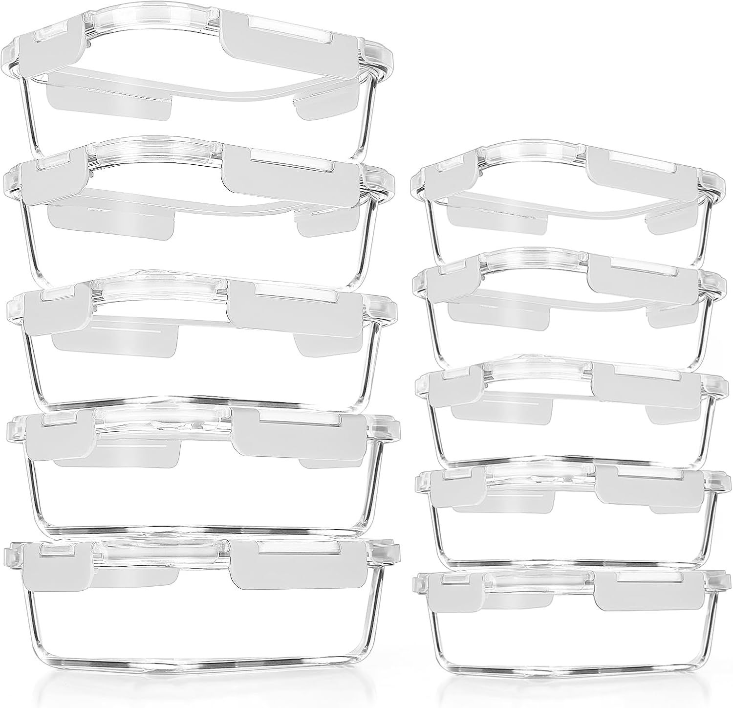 VERONES 10Pack Glass Meal Prep Containers for Fresh Food Storage