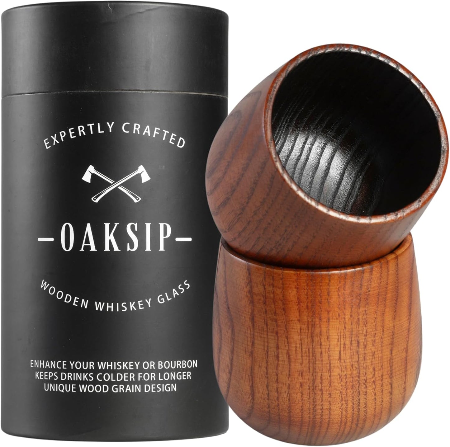 Charred Wooden Bourbon Drinking Glass Set - Perfect Gifts for Men