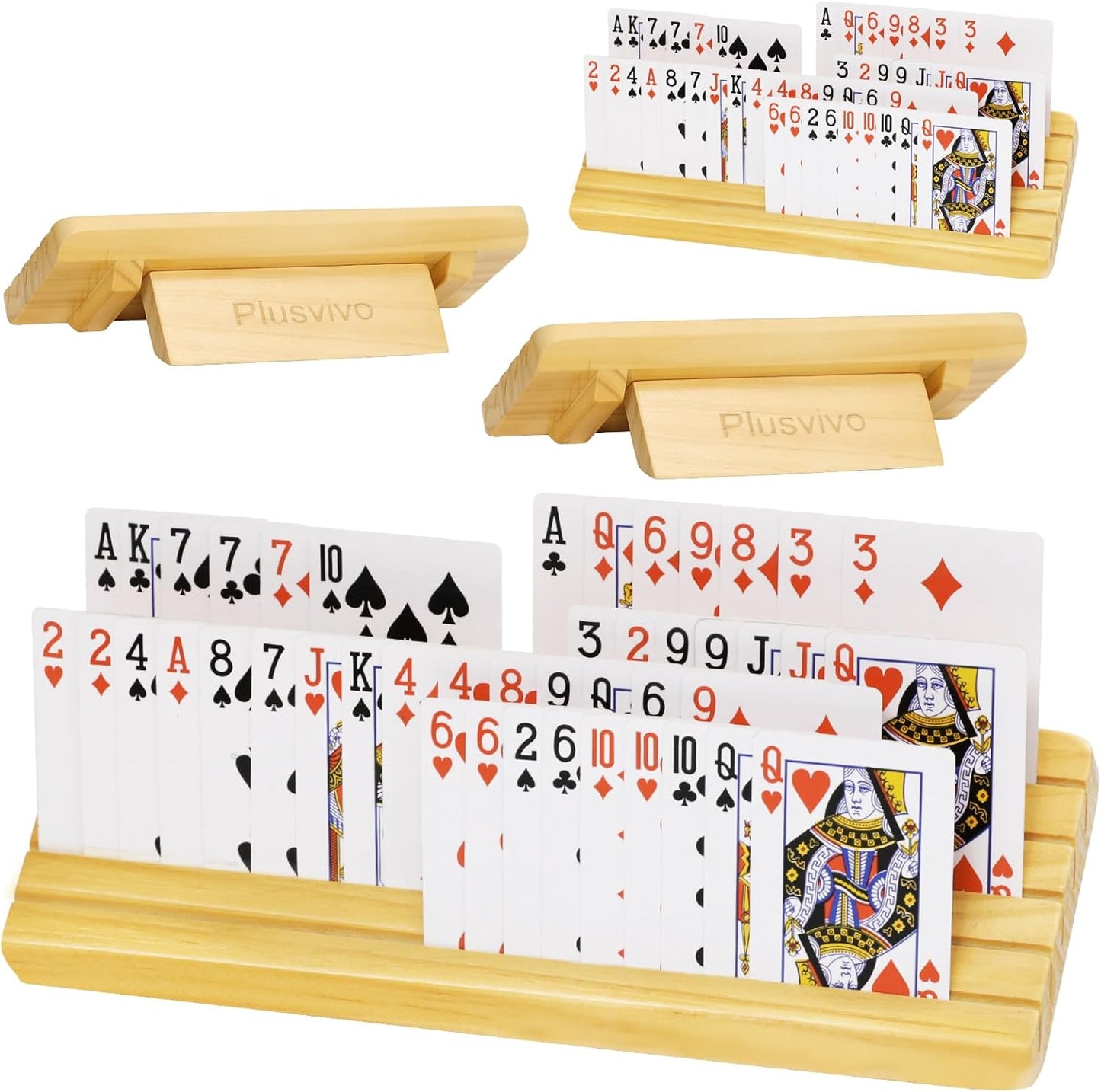 Adjustable Wooden Card Holders Set of 4 for Easy Gameplay