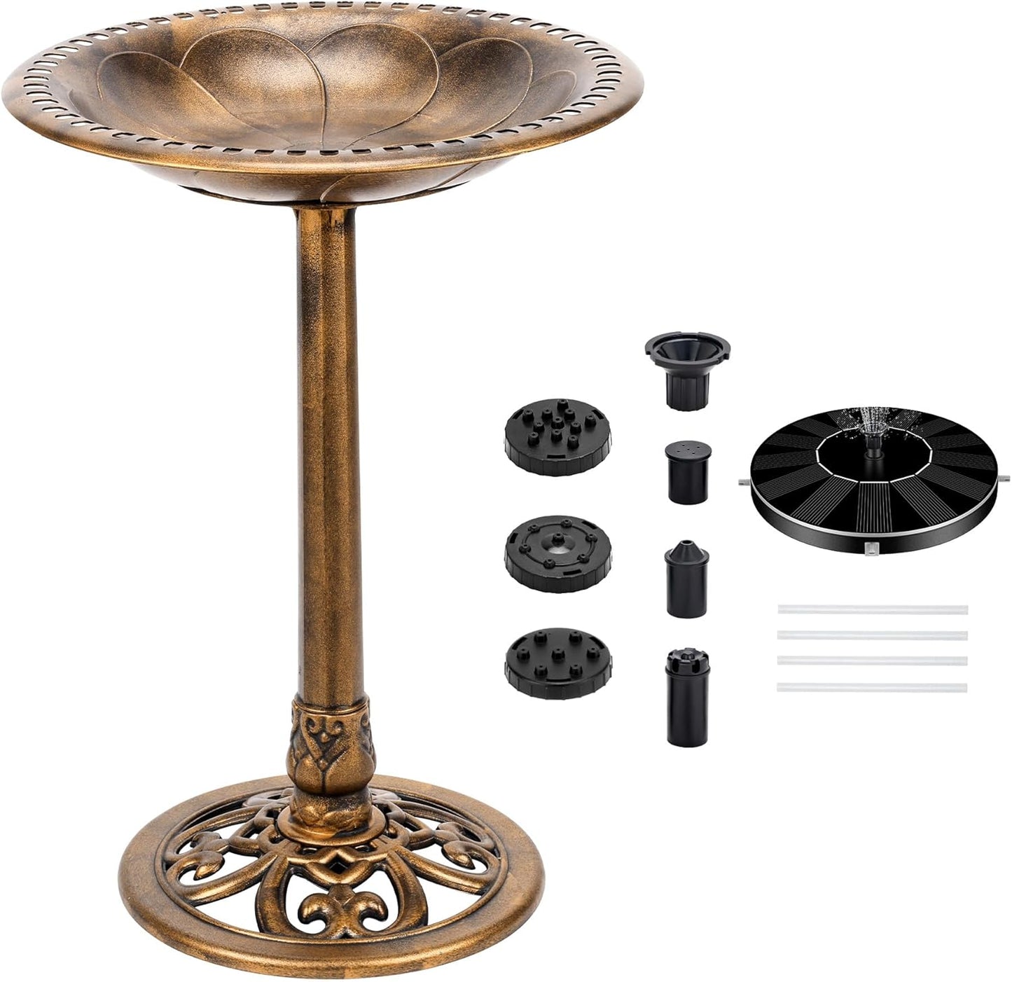 28 H Bird Bath with Solar Fountain for Outdoor Garden Decor