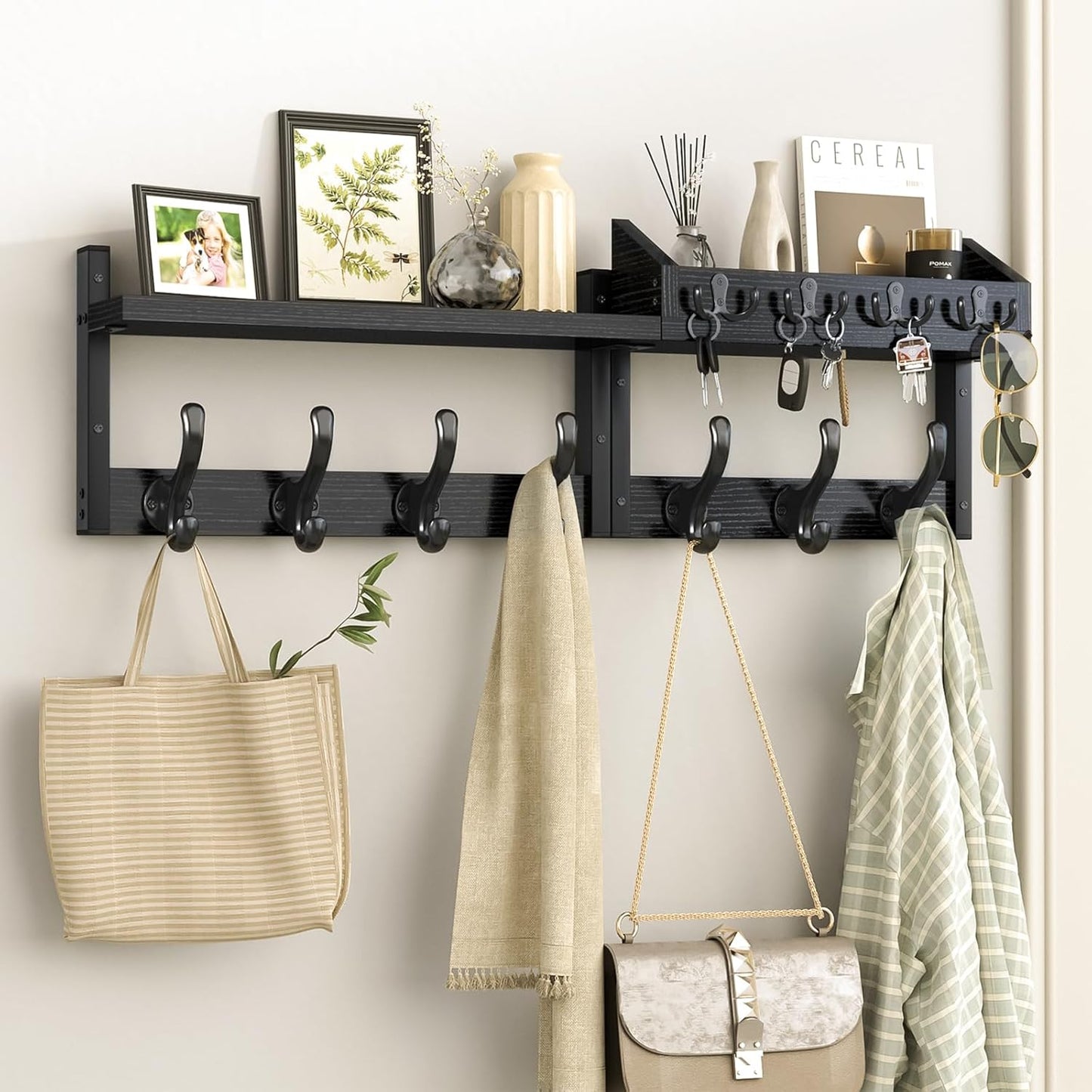Evermagin 29 Coat Rack Wall Mount with Shelf and Hooks