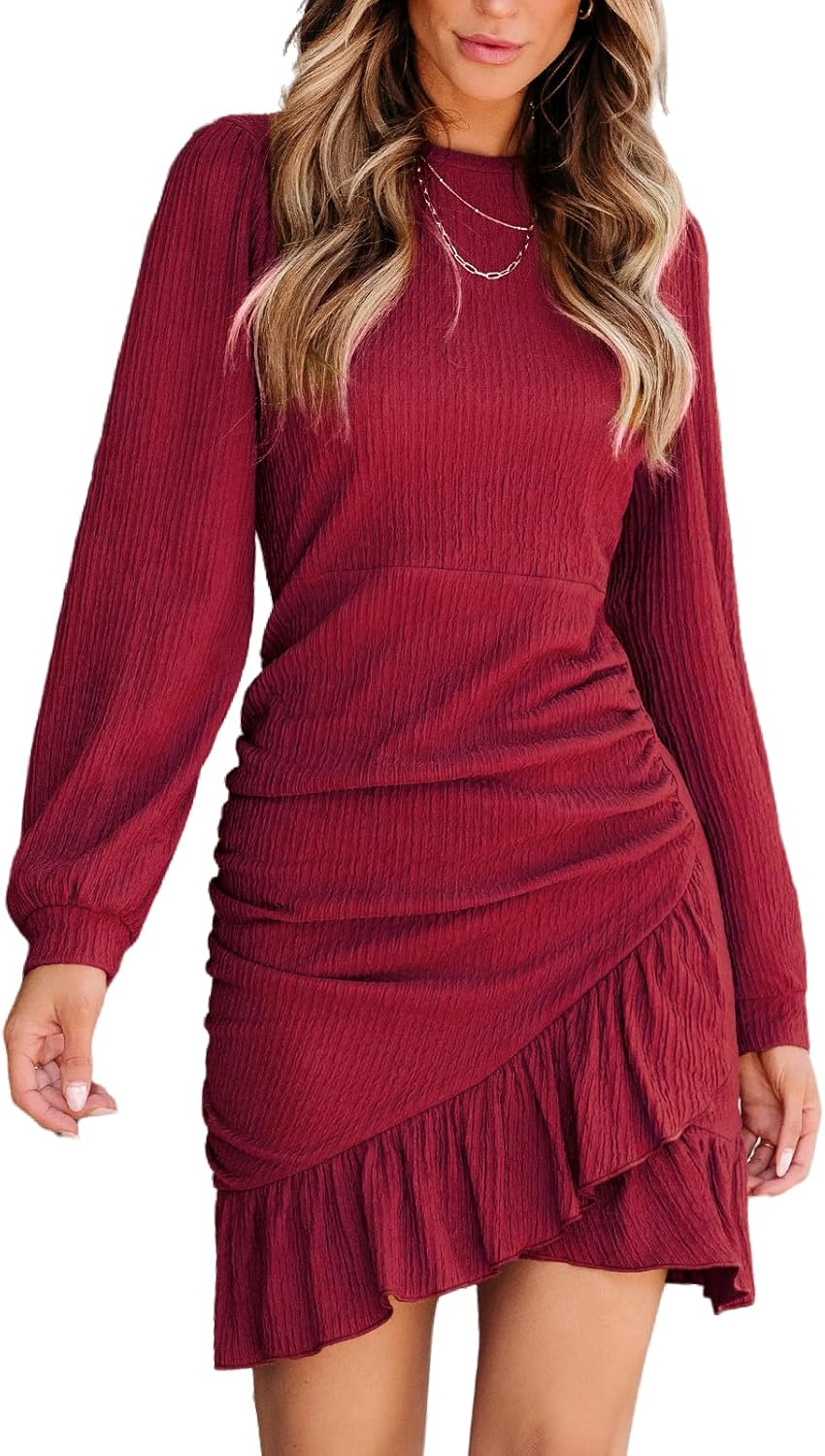 CUPSHE Women Knit Ruched Fall Dress for Casual Holiday Style