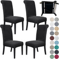 Stretch Parsons Chair Slipcover Set of 4 with Seat Belt - Black