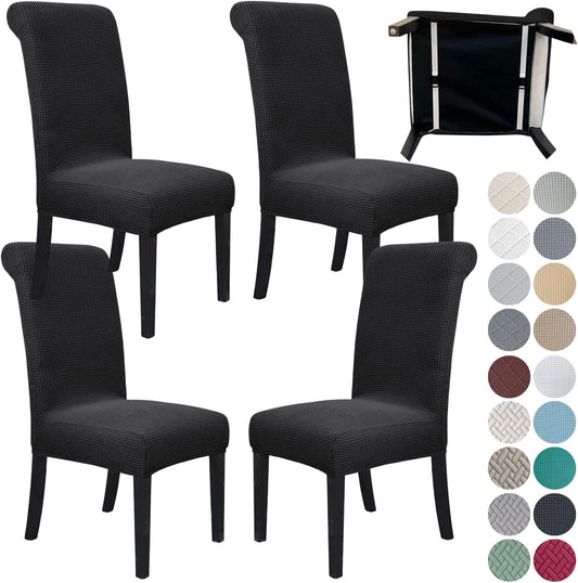 Stretch Parsons Chair Slipcover Set of 4 with Seat Belt - Black