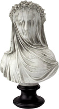 Veiled Maiden Indoor Bust Statue - Classic Veiled Bride Sculpture