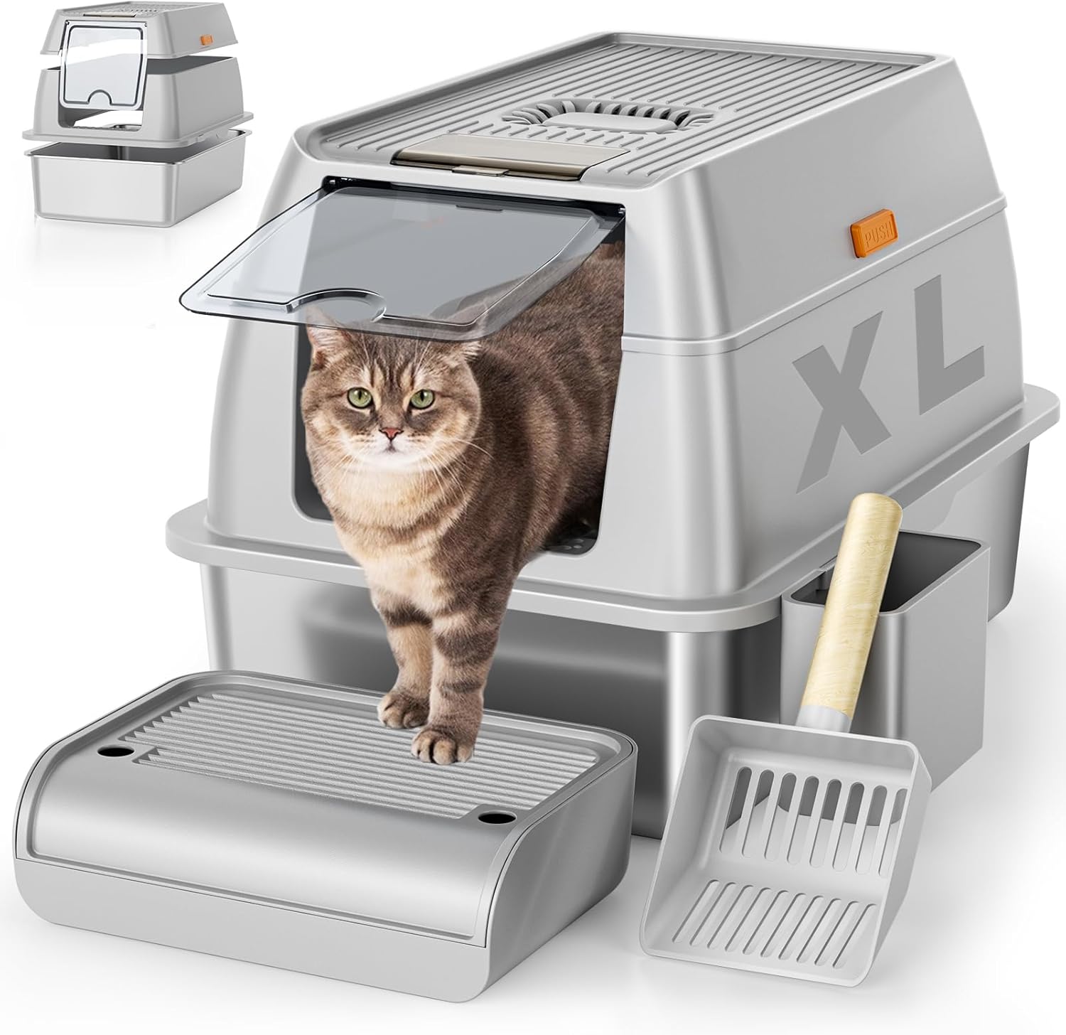 Stainless Steel Cat Litter Box by OKSOTY, XL 23.6in