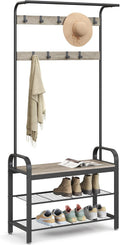 VASAGLE Coat Rack Hall Tree with Shoe Bench - Compact 4-in-1 Entryway