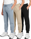 Boys Cotton Fleece Jogger Sweatpants 3-Pack - Active Athletic Fit