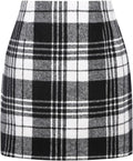 Womens High Waist Plaid Wool Mini Skirt - Classic Plaid Fit