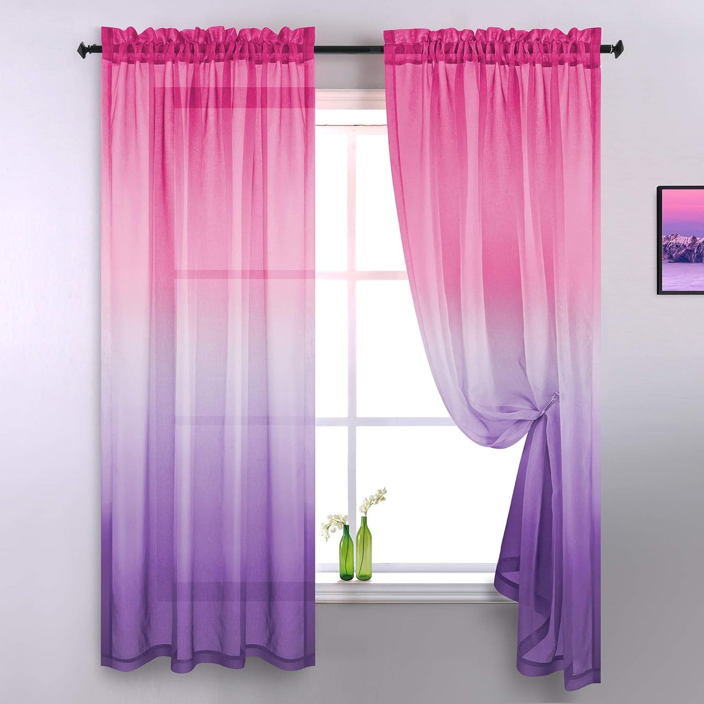 KOUFALL Aurora Sky Two Tone Ombre Curtains: Dreamy Decor for Girls' Rooms