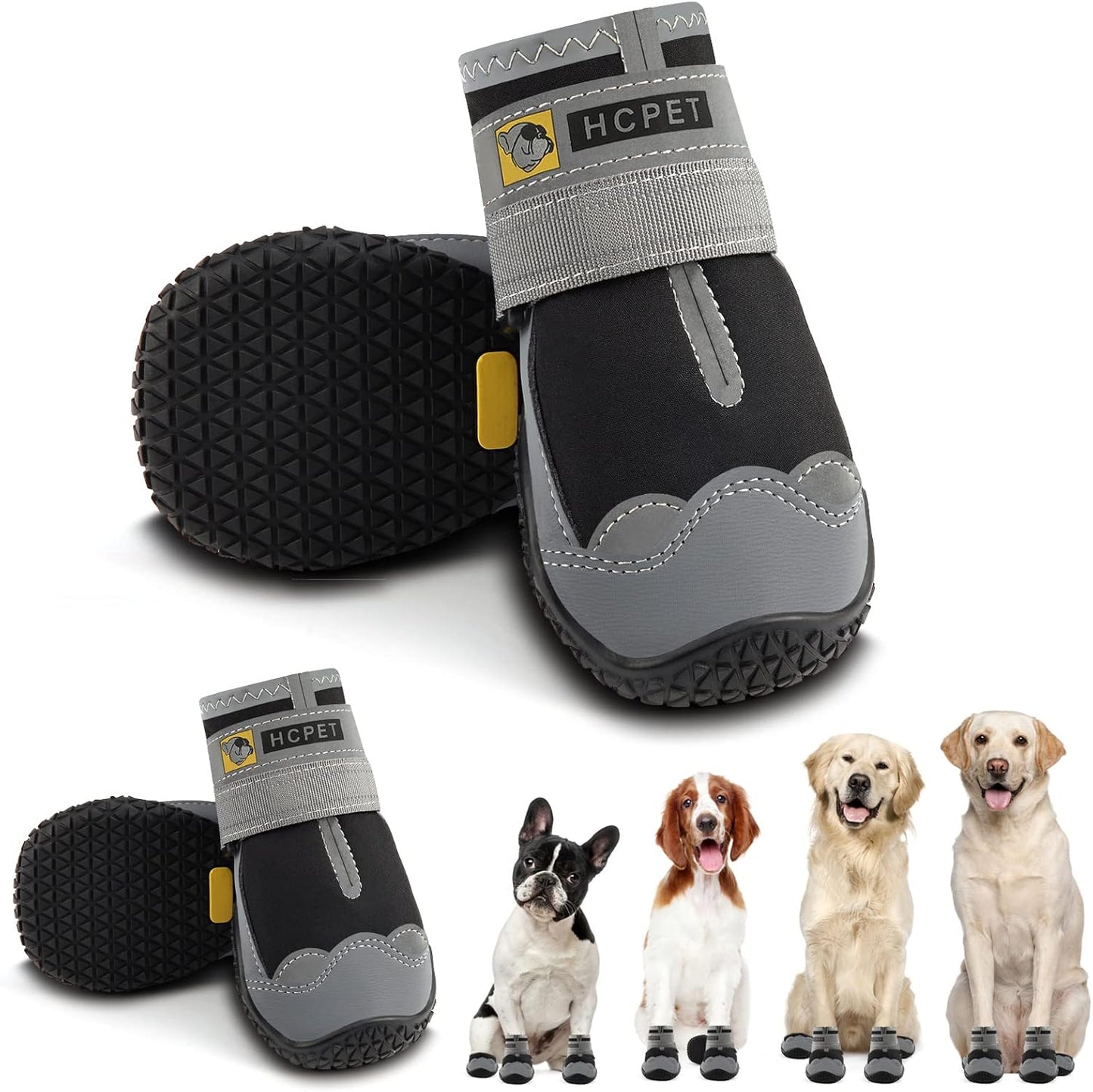 Hcpet Dog Shoes for Large Dogs - Waterproof Anti-Slip Booties