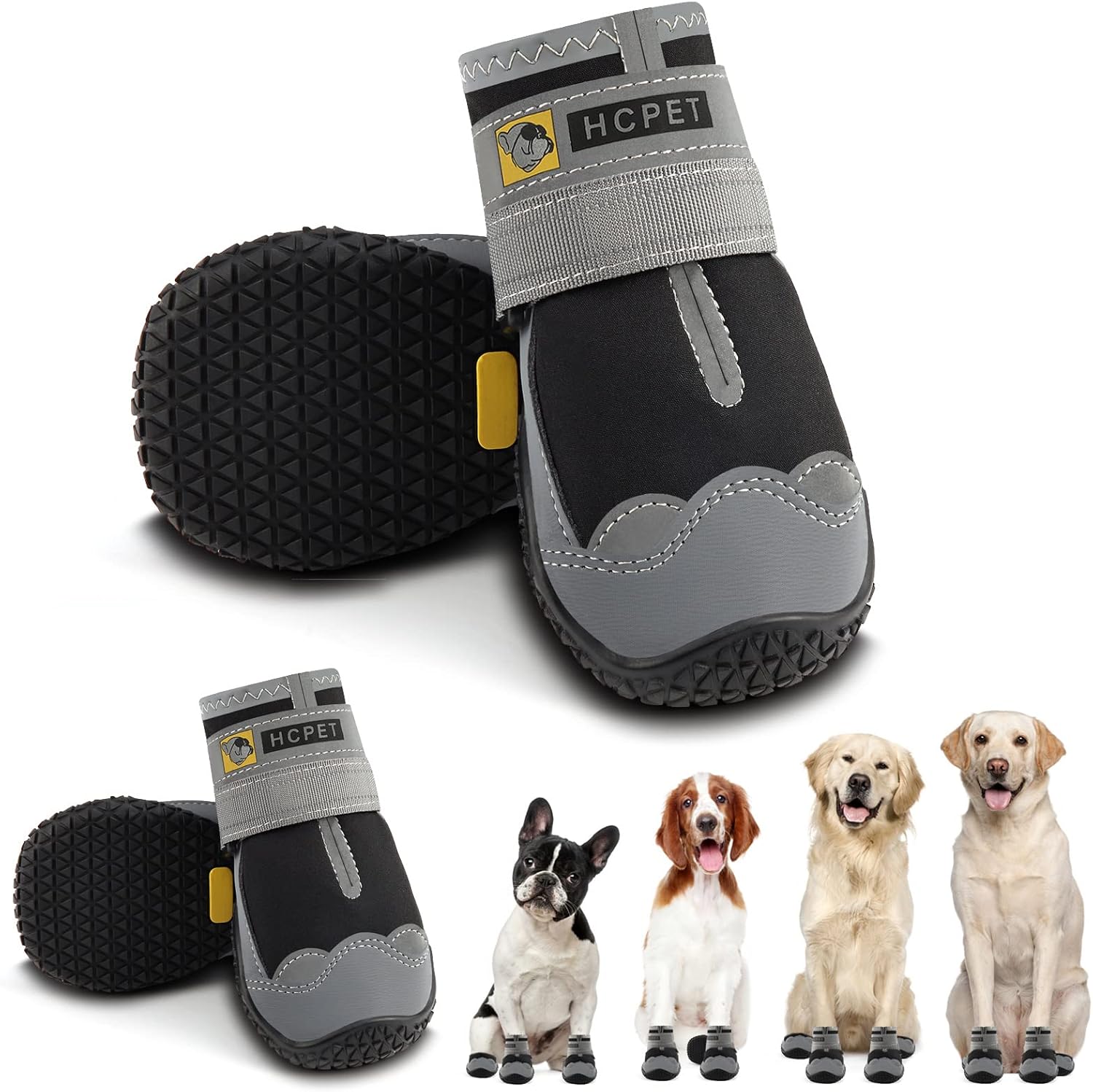 Hcpet Dog Shoes for Large Dogs - Waterproof Anti-Slip Booties