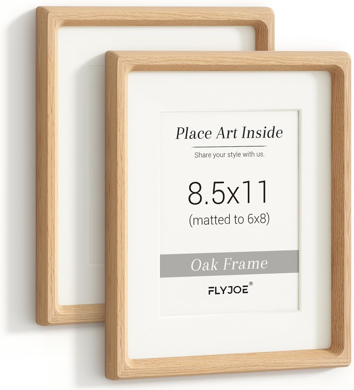 8.5 by 11 Picture Frame Set of 2, USA-Sourced Oak Wood