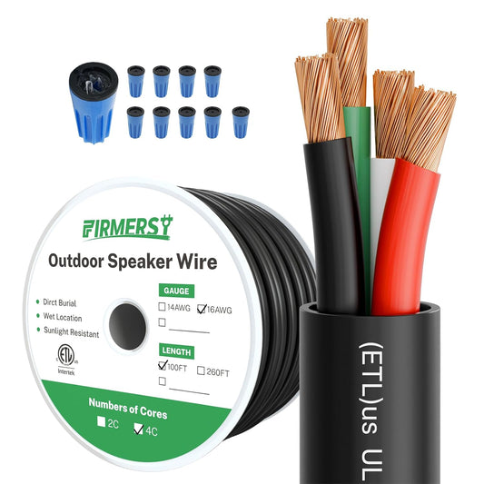 Premium 100ft Outdoor Speaker Wire - Waterproof & Oxygen-Free Copper