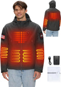 Heated Jacket for Men with 12V Battery Pack - Soft Shell Hooded Coat