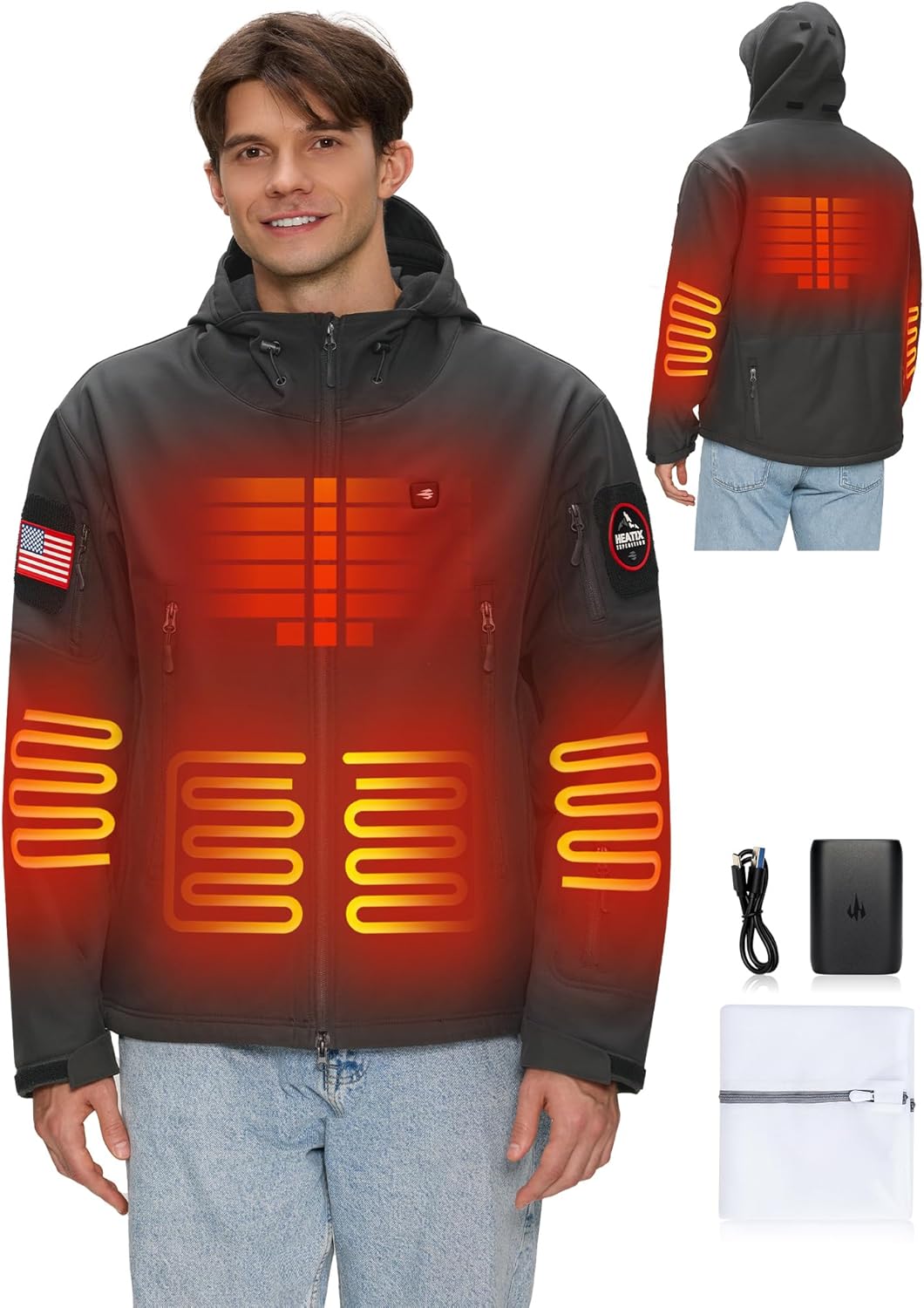 Heated Jacket for Men with 12V Battery Pack for Winter Use