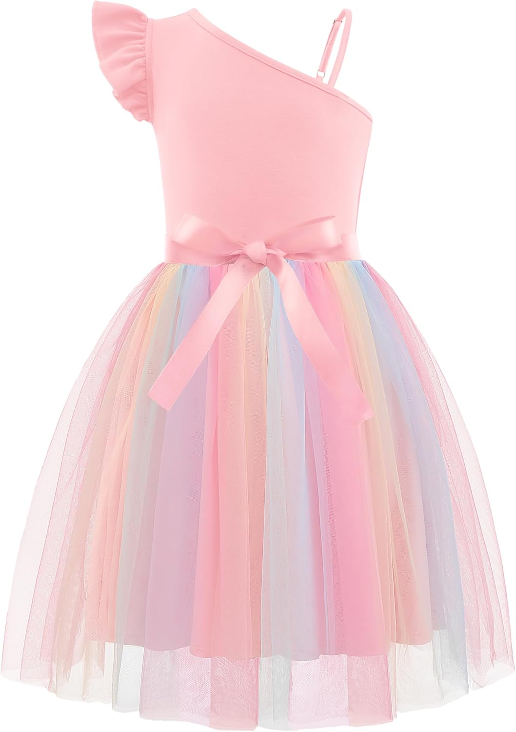Arshiner Girls Dresses One Shoulder Ruffle Tulle Party Dress