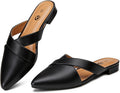 Women's Pointed-Toe Mules - Slip-On Cross-Strap Flats for Women