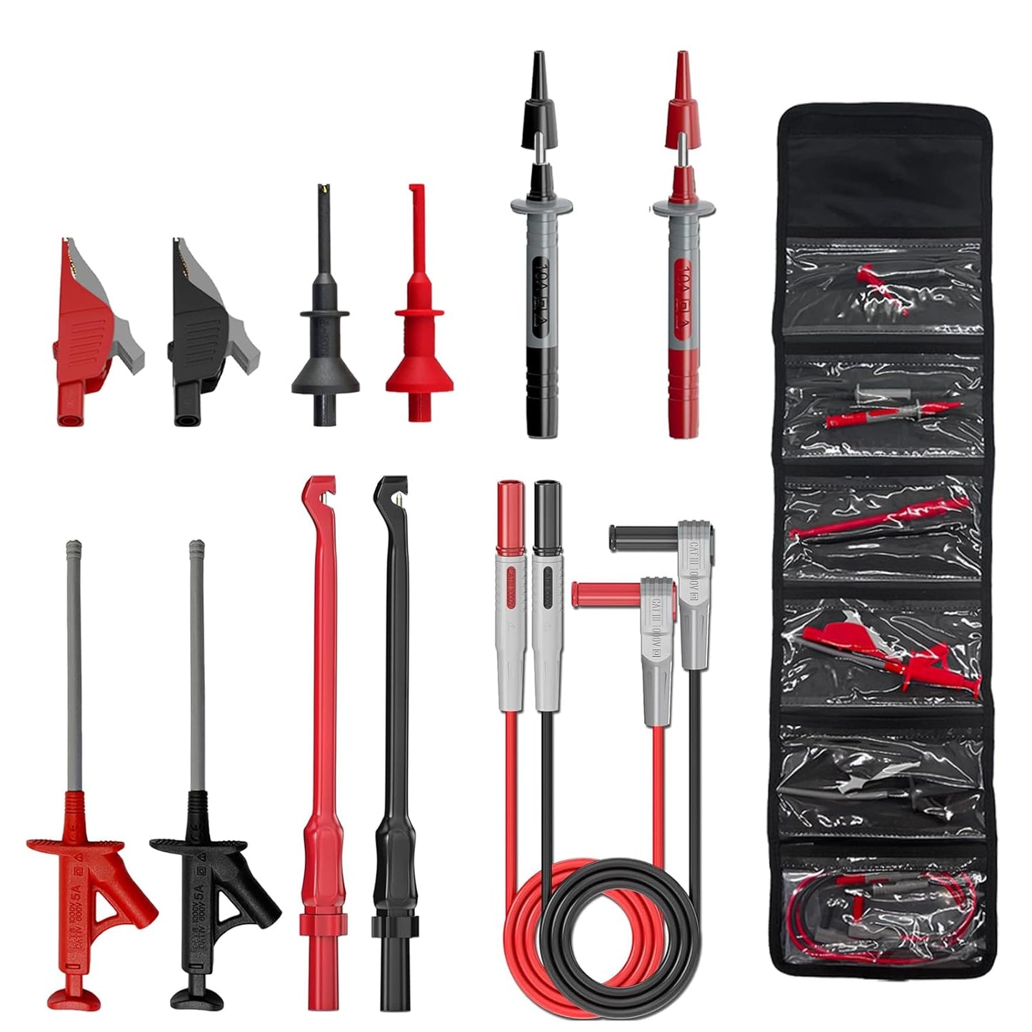 12pc Multimeter Test Leads Kit with Alligator Clips and Hooks