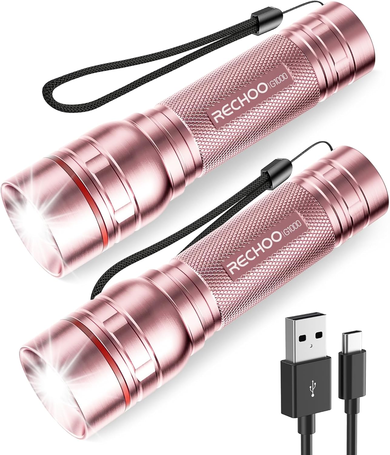 Super Bright Rechargeable Flashlight Duo for Camping - RECHOO