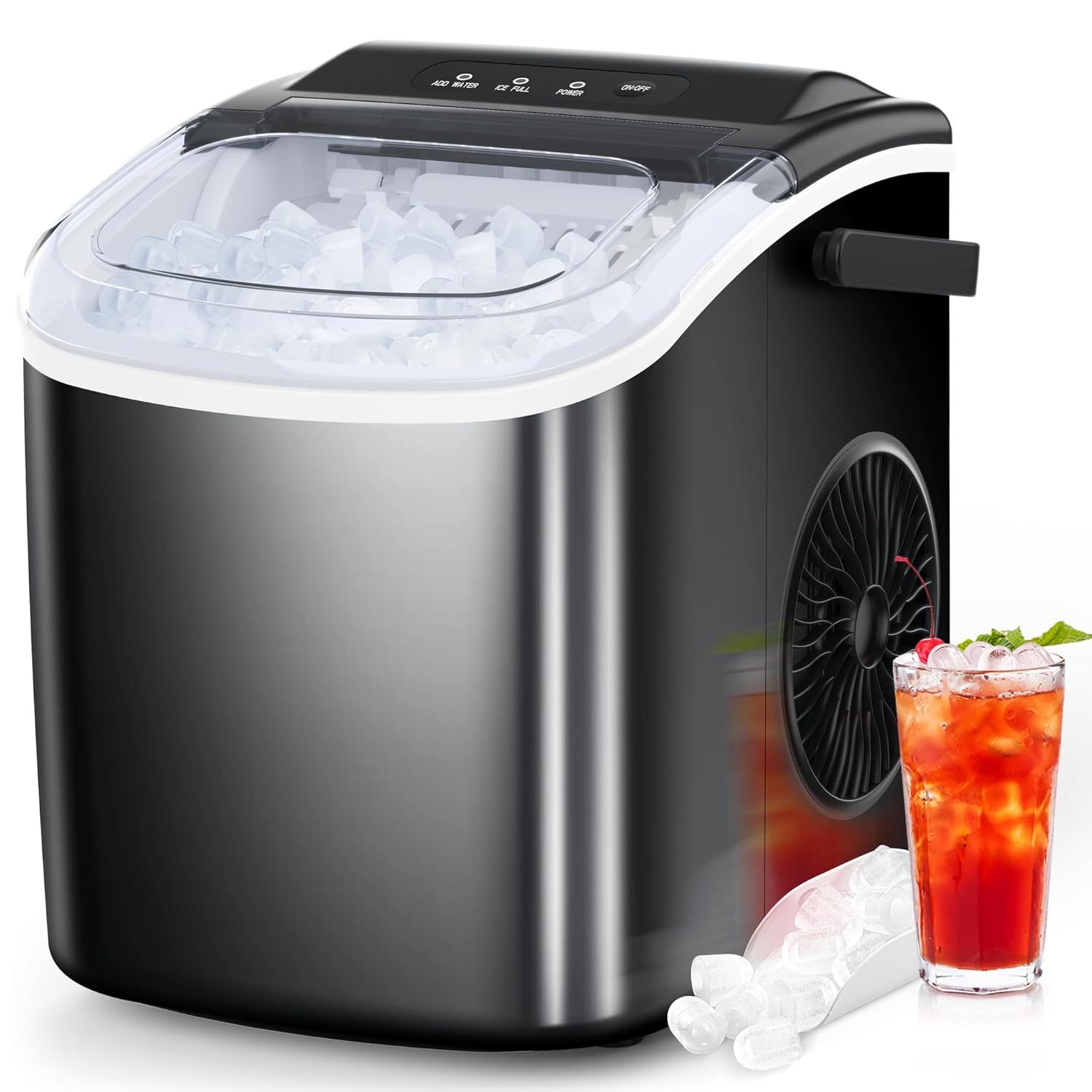 Effortless Ice Making with COWSAR: 26.5lbs/24Hrs, Self-Cleaning
