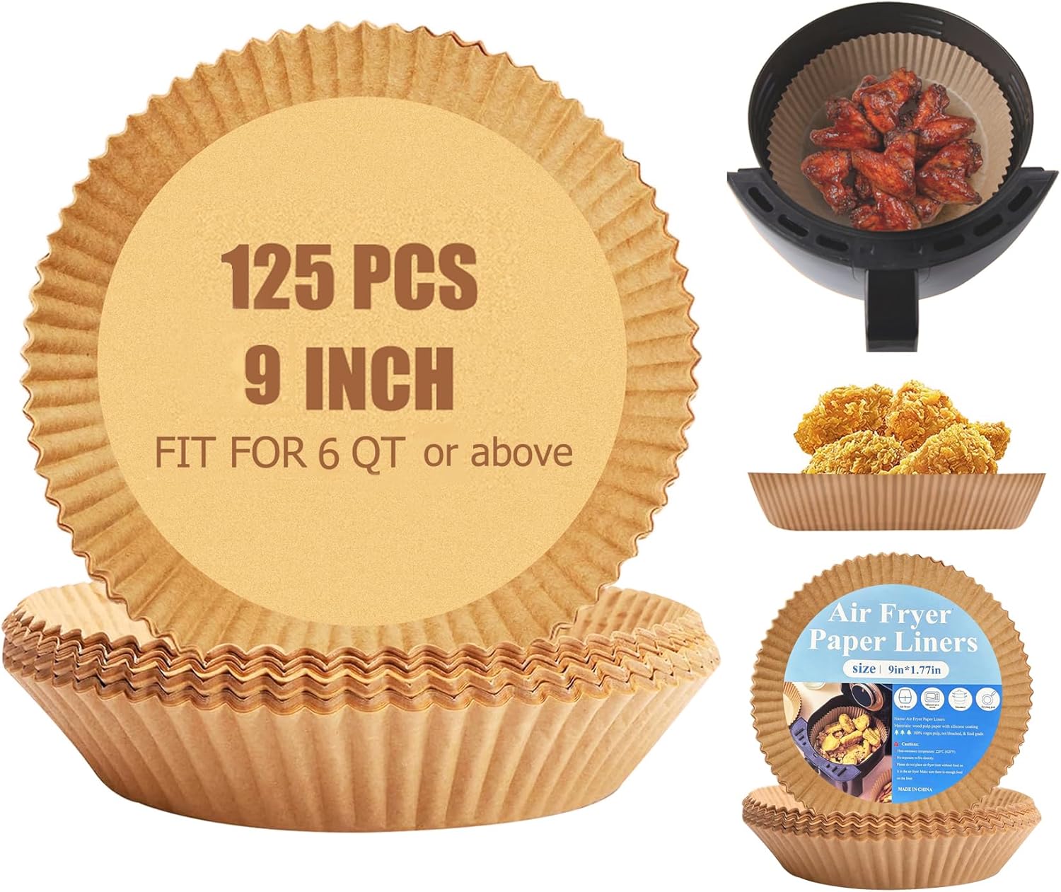 Non-stick Air Fryer Liners 125PCS - Oil-proof Disposable Paper