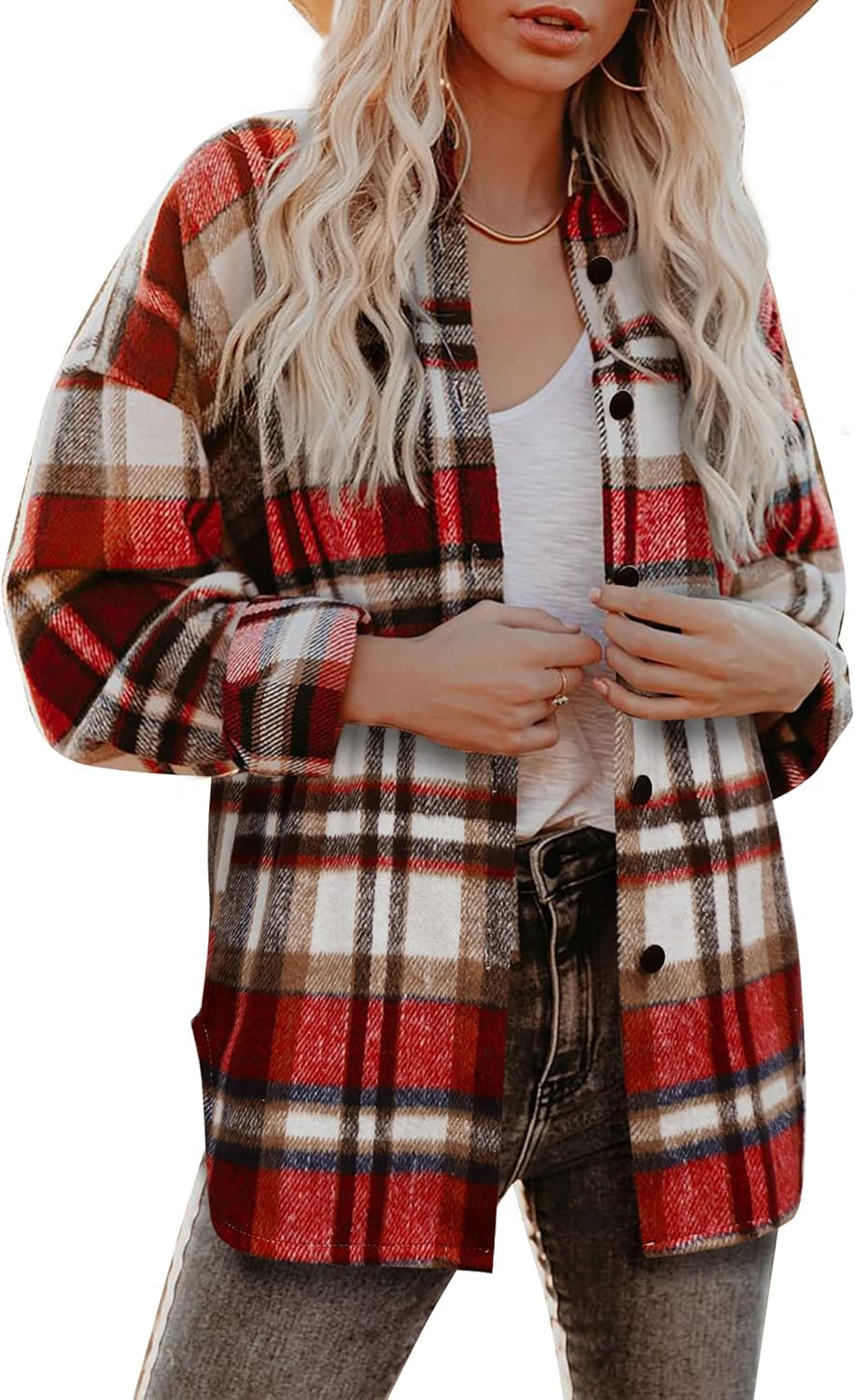 Beaully Women's Flannel Plaid Shacket for Fall Outfits