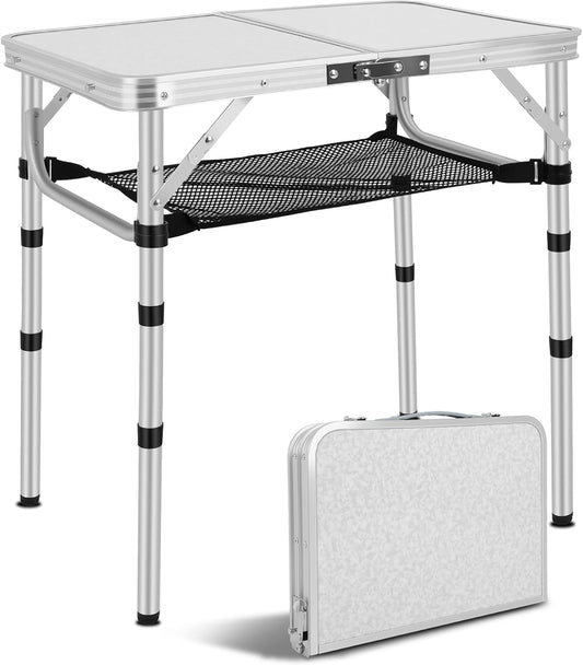 Portable Aluminum Camping Table: Mesh Layer, Foldable, Anywhere Use